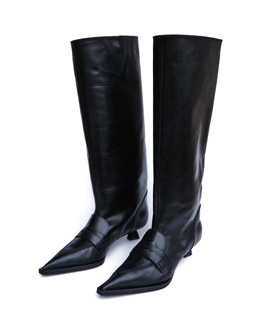 BLADE — Stivale a Tubo in Pelle Nera